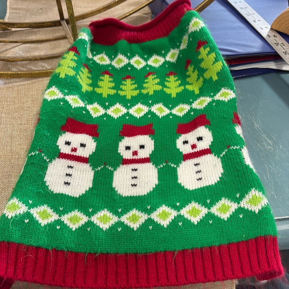Knit Holiday dog snowman sweater